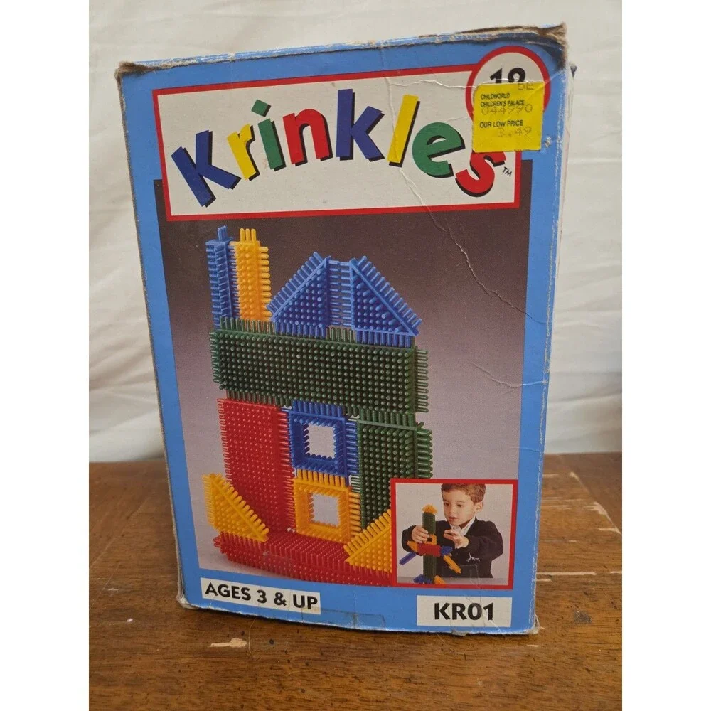 Krinkles Bristle Block Retro Building Toy 12 Pieces 1989 Vintage Complete